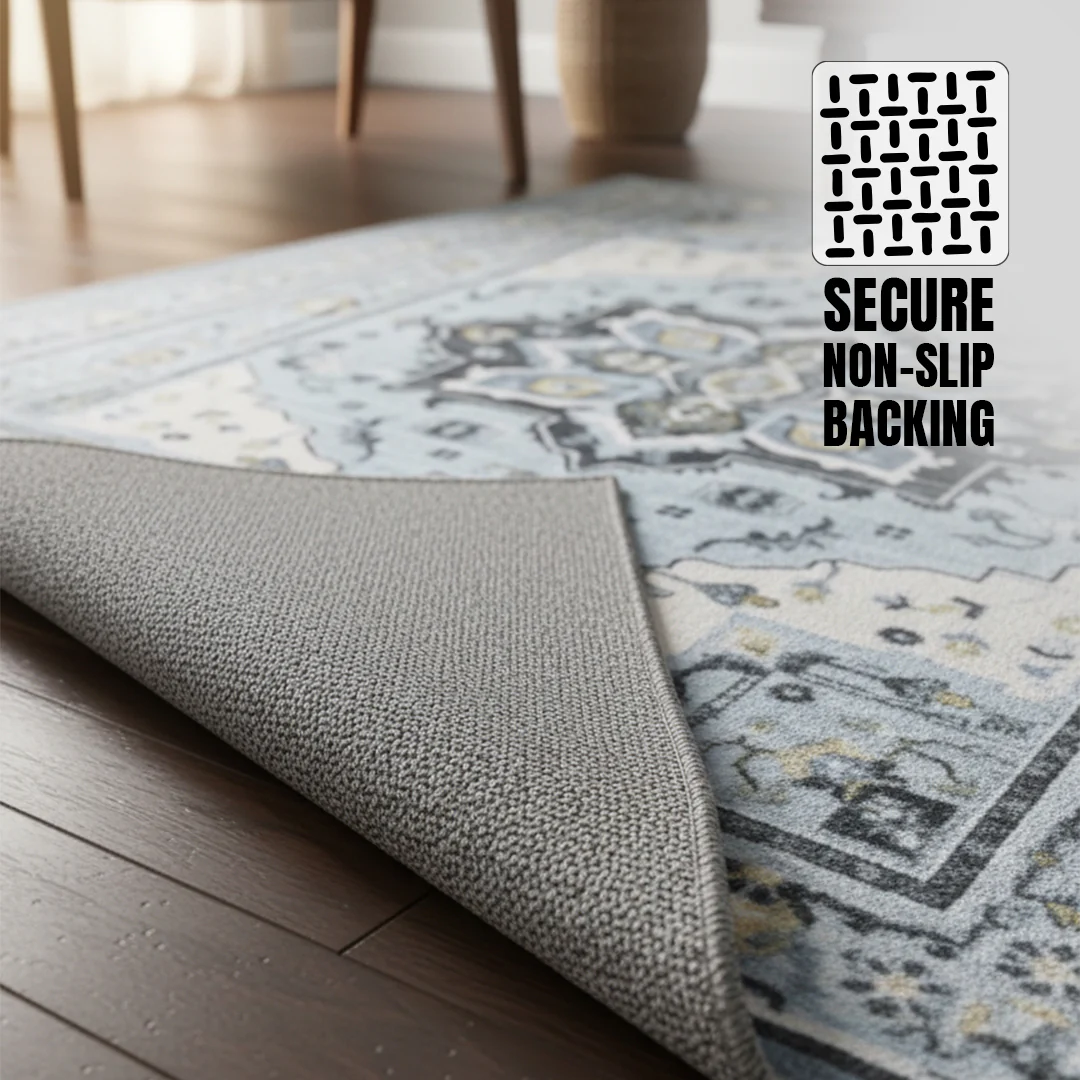 Muddy Mat® Azure Washable Area Rugs for Living Room, Bedroom & Dining Room – Modern Soft Low Pile Non Slip Carpet – Pet Friendly Waterproof Foldable Rugs for Home - Image 3
