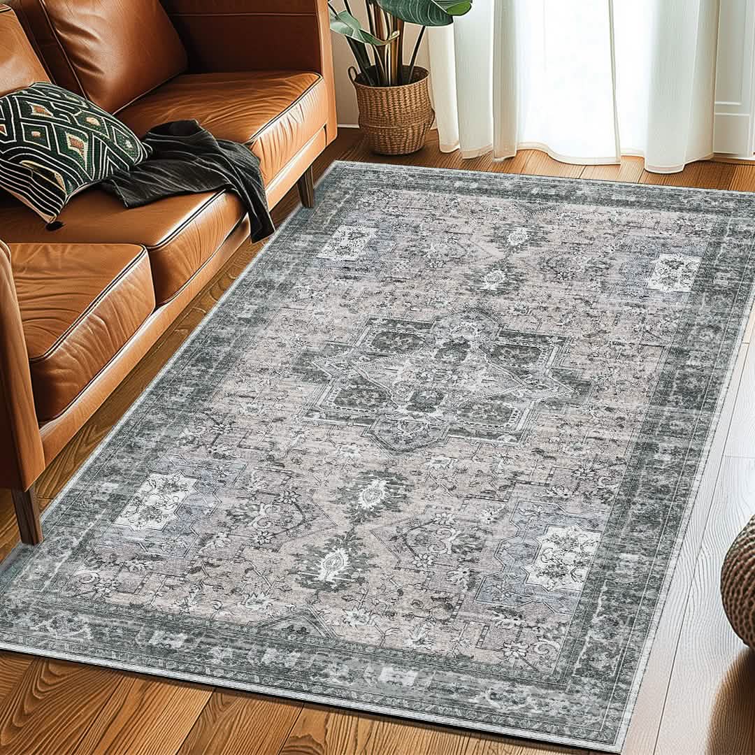 Muddy Mat® Blue Bell Washable Area Rugs for Living Room, Bedroom & Dining Room – Modern Soft Low Pile Non Slip Carpet – Pet Friendly Waterproof Foldable Rugs for Home - Image 2