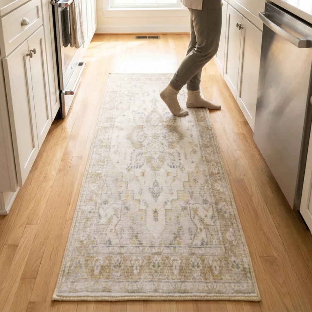 Muddy Mat® Champagne Washable Area Rugs for Living Room, Bedroom & Dining Room – Modern Soft Low Pile Non Slip Carpet – Pet Friendly Waterproof Foldable Rugs for Home - Image 10