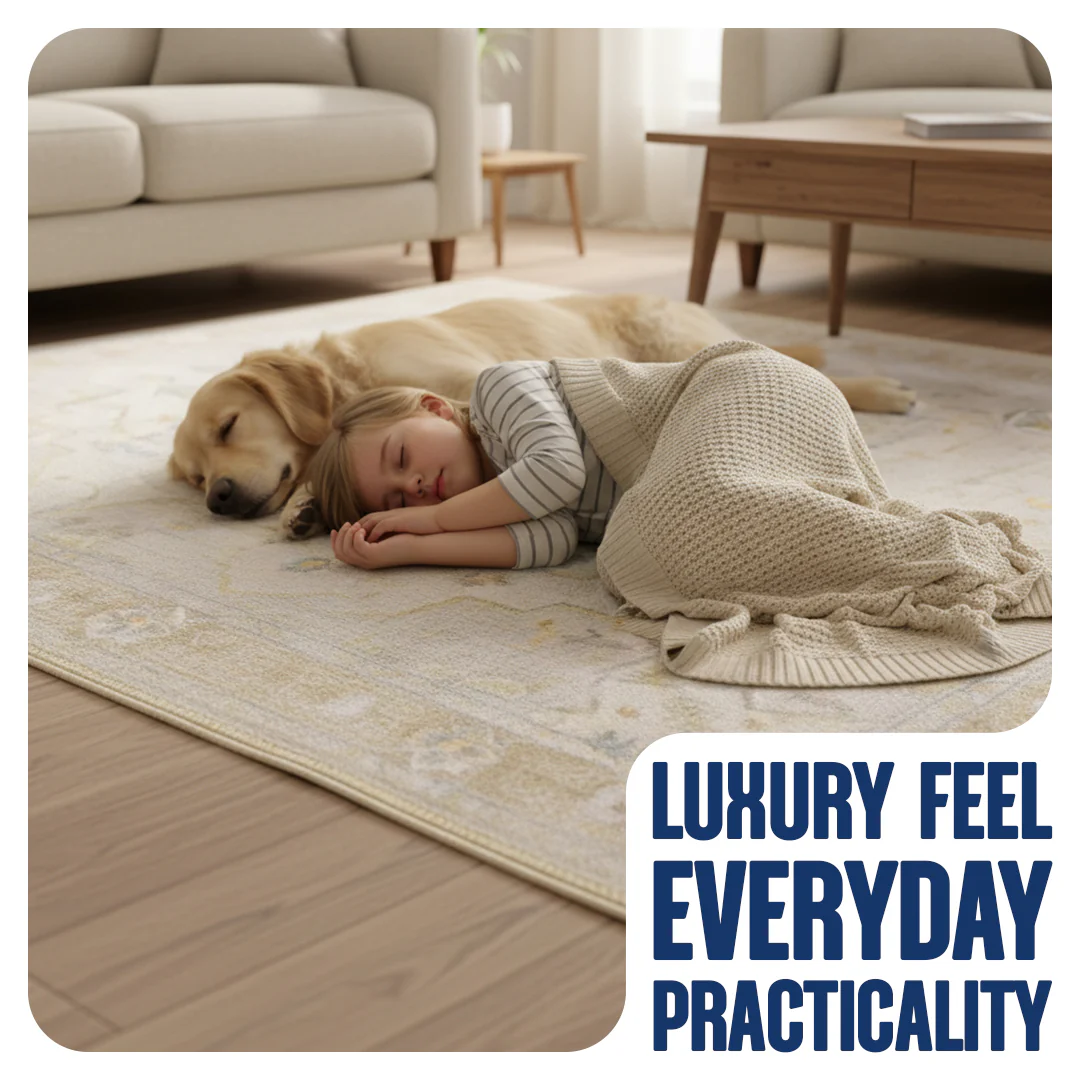 Muddy Mat® Champagne Washable Area Rugs for Living Room, Bedroom & Dining Room – Modern Soft Low Pile Non Slip Carpet – Pet Friendly Waterproof Foldable Rugs for Home - Image 5
