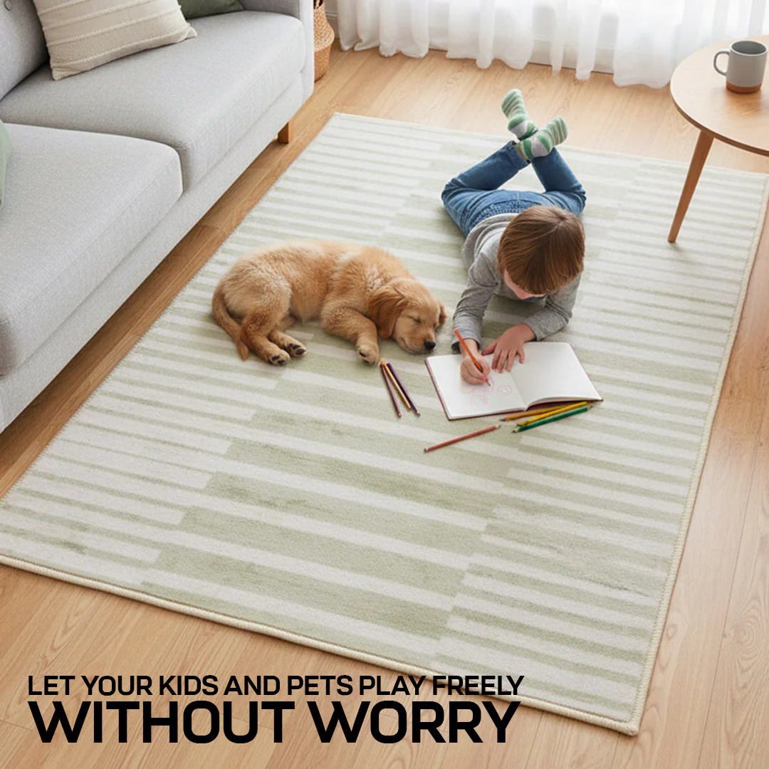 Muddy Mat® Creamline Washable Area Rugs for Living Room, Bedroom & Dining Room – Modern Soft Low Pile Non Slip Carpet – Pet Friendly Waterproof Foldable Rugs for Home - Image 4
