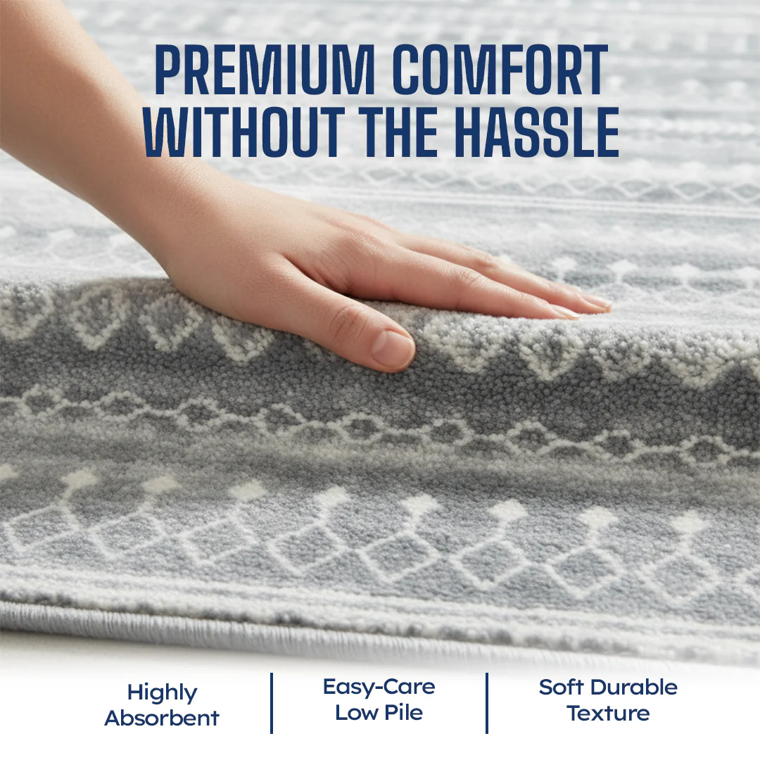 Muddy Mat® Greyline Washable Area Rugs for Living Room, Bedroom & Dining Room – Modern Soft Low Pile Non Slip Carpet – Pet Friendly Waterproof Foldable Rugs for Home - Image 11