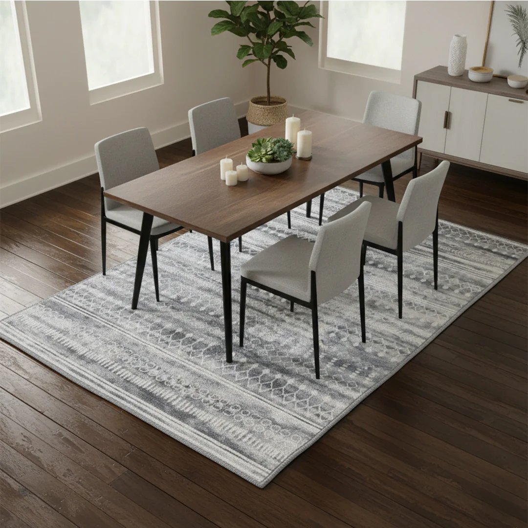 Muddy Mat® Greyline Washable Area Rugs for Living Room, Bedroom & Dining Room – Modern Soft Low Pile Non Slip Carpet – Pet Friendly Waterproof Foldable Rugs for Home - Image 4