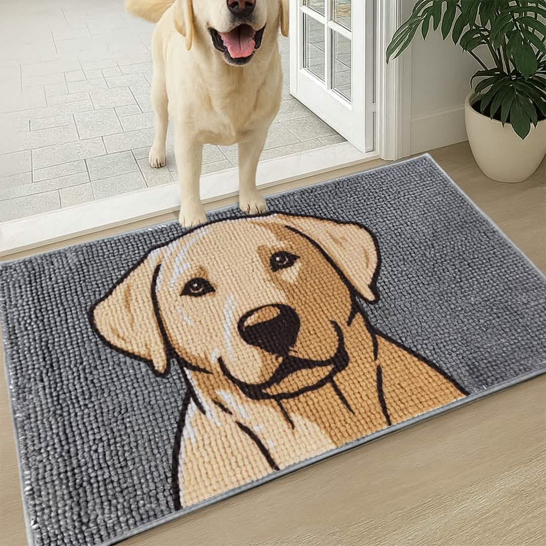 Muddy Mat® Highly Absorbent Microfiber Door Mat and Pet Rug, Non Slip Thick Washable Area and Bath Mat Soft Chenille for Kitchen Bathroom Bedroom Indoor and Outdoor - Dog Face 19" x 30" - Image 2