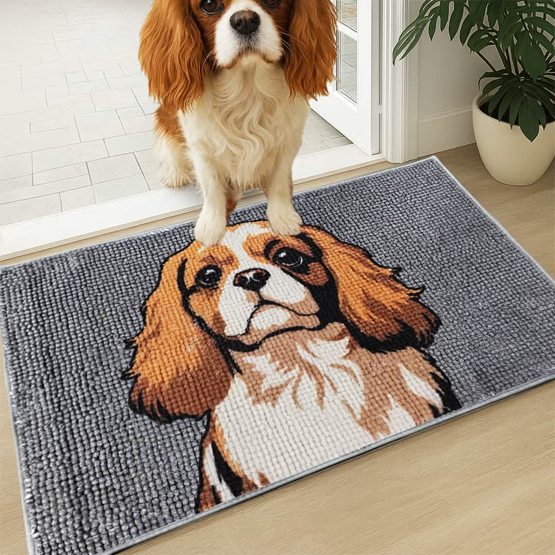 Muddy Mat® Highly Absorbent Microfiber Door Mat and Pet Rug, Non Slip Thick Washable Area and Bath Mat Soft Chenille for Kitchen Bathroom Bedroom Indoor and Outdoor - Dog Face 19" x 30" - Image 4