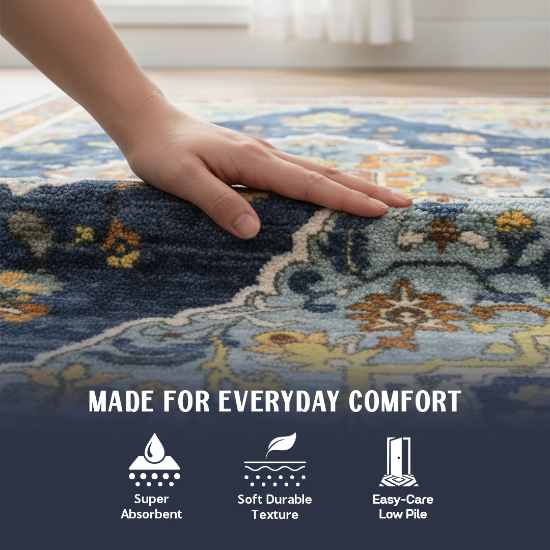 Muddy Mat® Mosaic Washable Area Rugs for Living Room, Bedroom & Dining Room – Modern Soft Low Pile Non Slip Carpet – Pet Friendly Waterproof Foldable Rugs for Home - Image 13