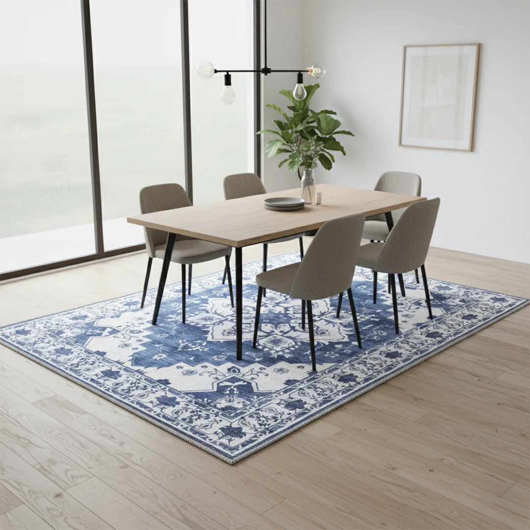 Muddy Mat® Navybell Washable Area Rugs for Living Room, Bedroom & Dining Room – Modern Soft Low Pile Non Slip Carpet – Pet Friendly Waterproof Foldable Rugs for Home - Image 6