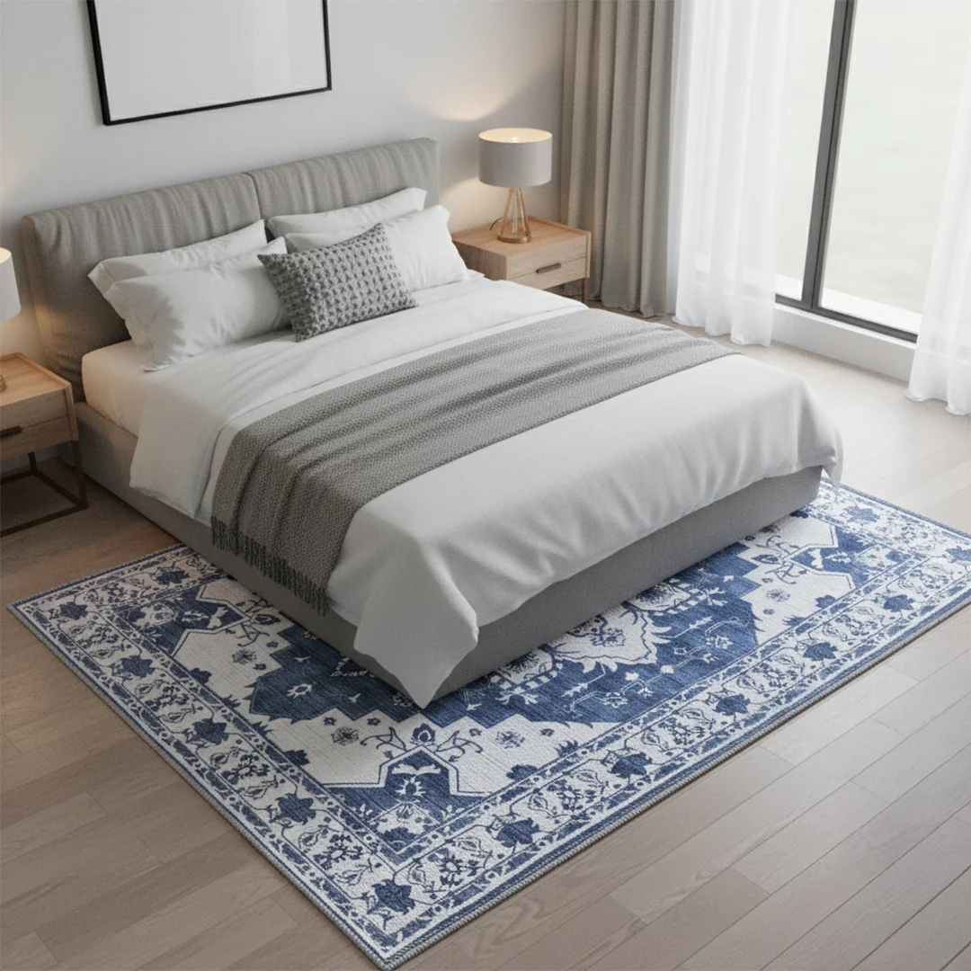 Muddy Mat® Navybell Washable Area Rugs for Living Room, Bedroom & Dining Room – Modern Soft Low Pile Non Slip Carpet – Pet Friendly Waterproof Foldable Rugs for Home - Image 7
