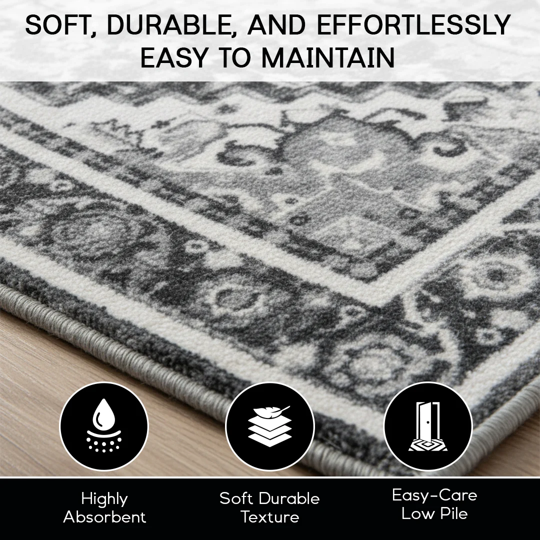 Muddy Mat® Onyx Washable Area Rugs for Living Room, Bedroom & Dining Room – Modern Soft Low Pile Non Slip Carpet – Pet Friendly Waterproof Foldable Rugs for Home - Image 8