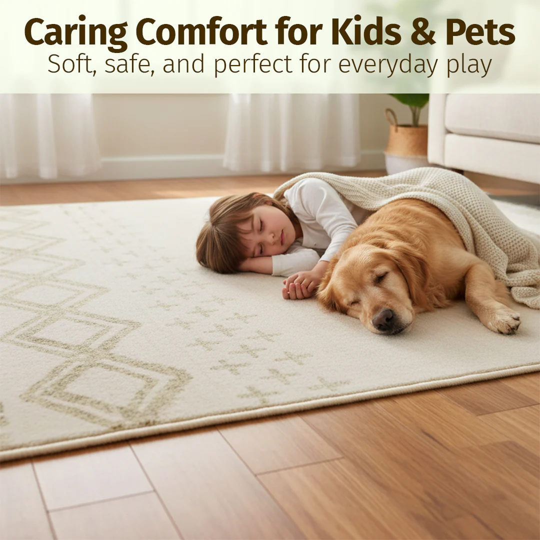 Muddy Mat® Tribal Washable Area Rugs for Living Room, Bedroom & Dining Room – Modern Soft Low Pile Non Slip Carpet – Pet Friendly Waterproof Foldable Rugs for Home - Image 3
